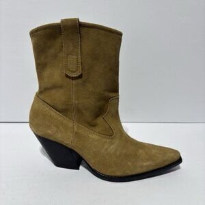 Zara Women’s Brown Suede Western Boots, Size EUR 39, US 8 M